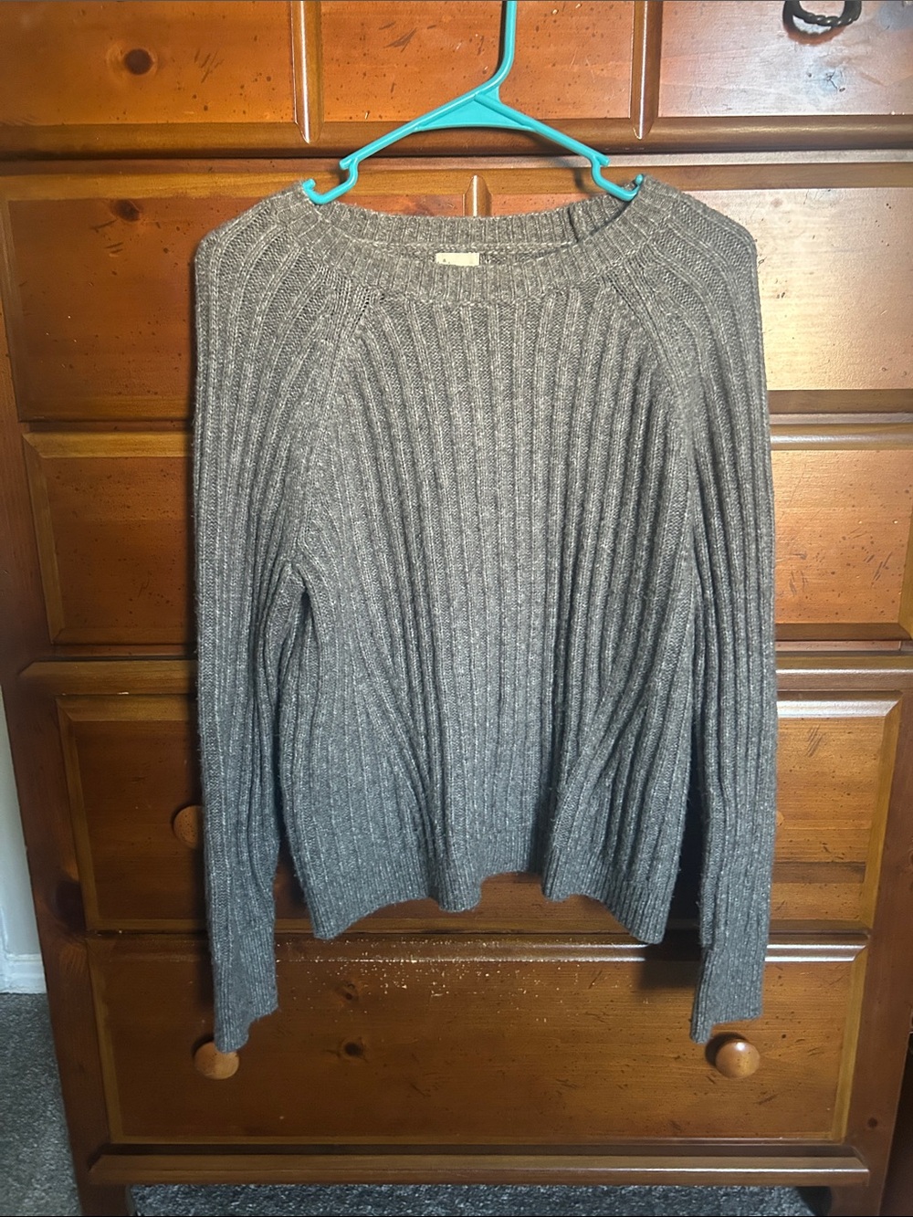 New Day Ribbed Crew Neck Sweater Gray Size Large